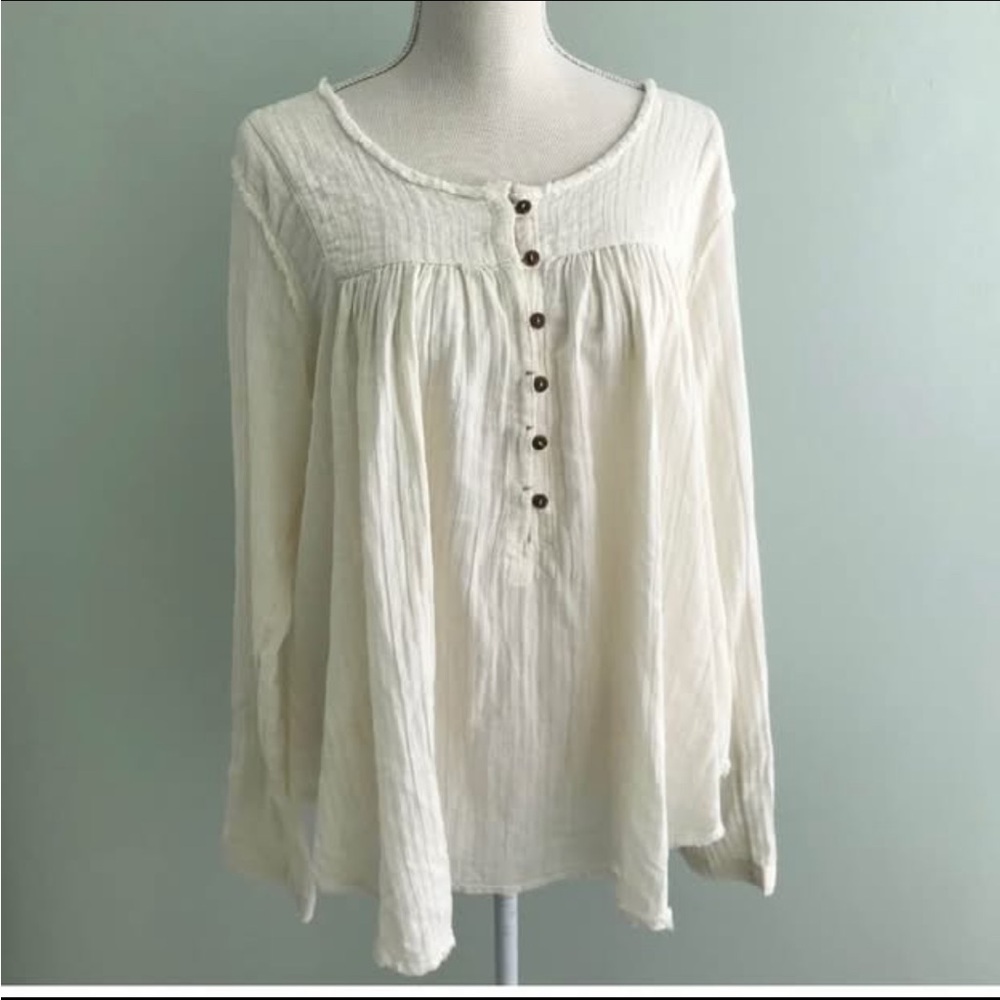 Women's Cream Button-Up Top